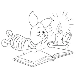 Piglet Reading A Book Free Coloring Page for Kids