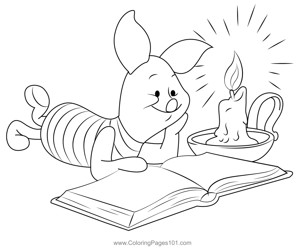 Piglet Reading A Book Coloring Page for Kids - Free Piglet Printable  Coloring Pages Online for Kids  | Coloring Pages for  Kids