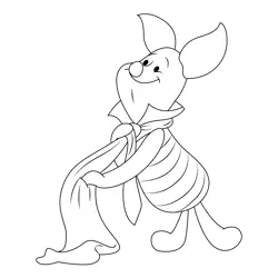 Piglet With Scarf Free Coloring Page for Kids