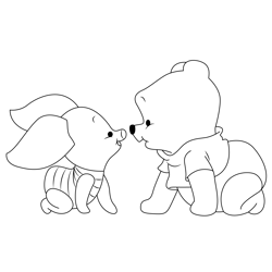 Pooh Bear And Piglet Free Coloring Page for Kids