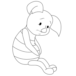 Sad Piglet Free Coloring Page for Kids
