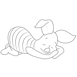 Sleeping Piglet Free Coloring Page for Kids