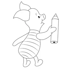 Study Piglet Free Coloring Page for Kids