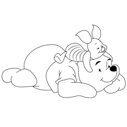 Tired Pooh & Piglet Free Coloring Page for Kids