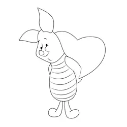 Valentine Day Piglet Free Coloring Page for Kids