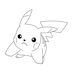 Angry Pikachu Free Coloring Page for Kids