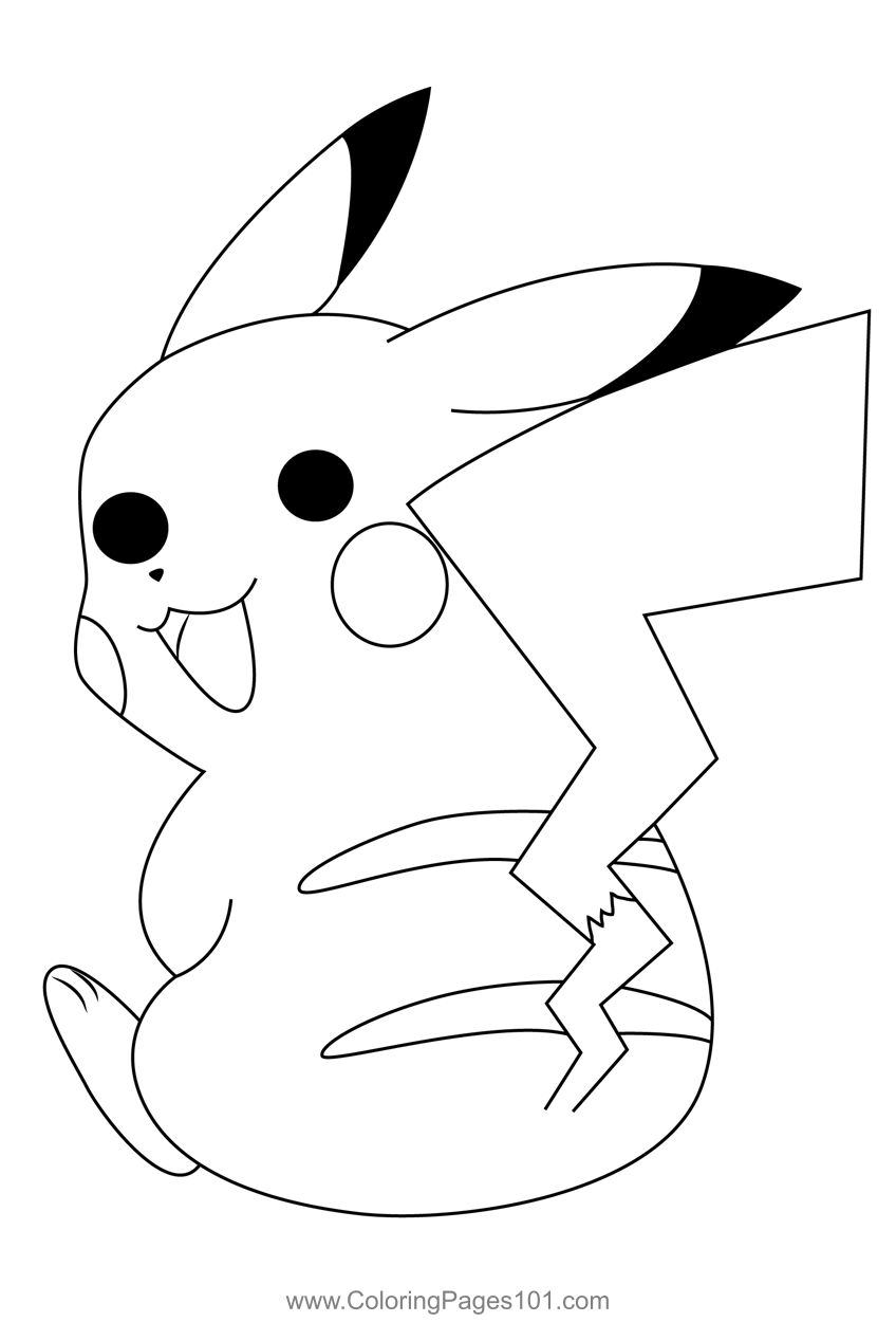 Cheerful Pikachu Coloring Page for Kids - Free Pikachu Printable