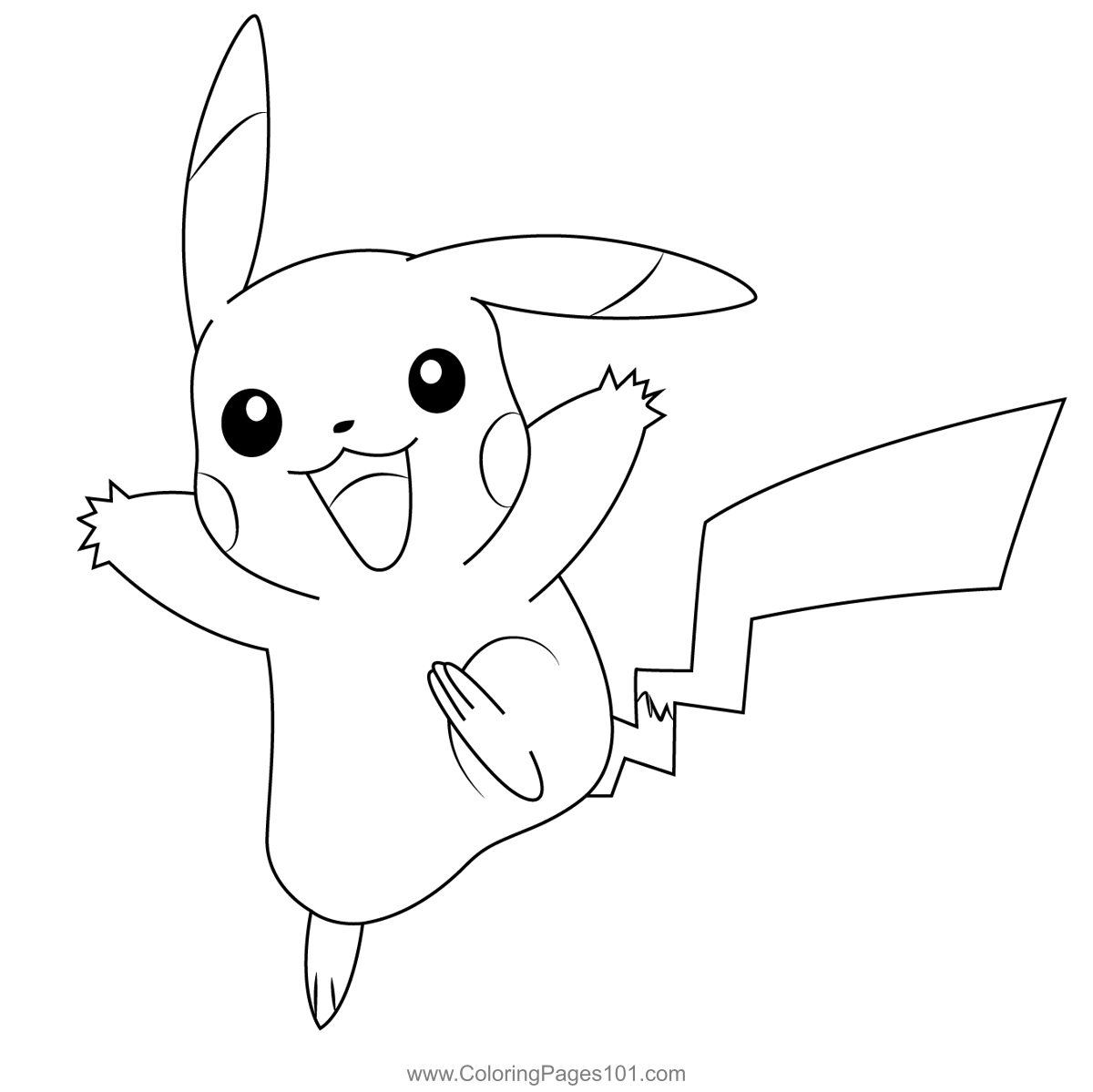 Enjoy Pikachu Coloring Page for Kids - Free Pikachu Printable Coloring