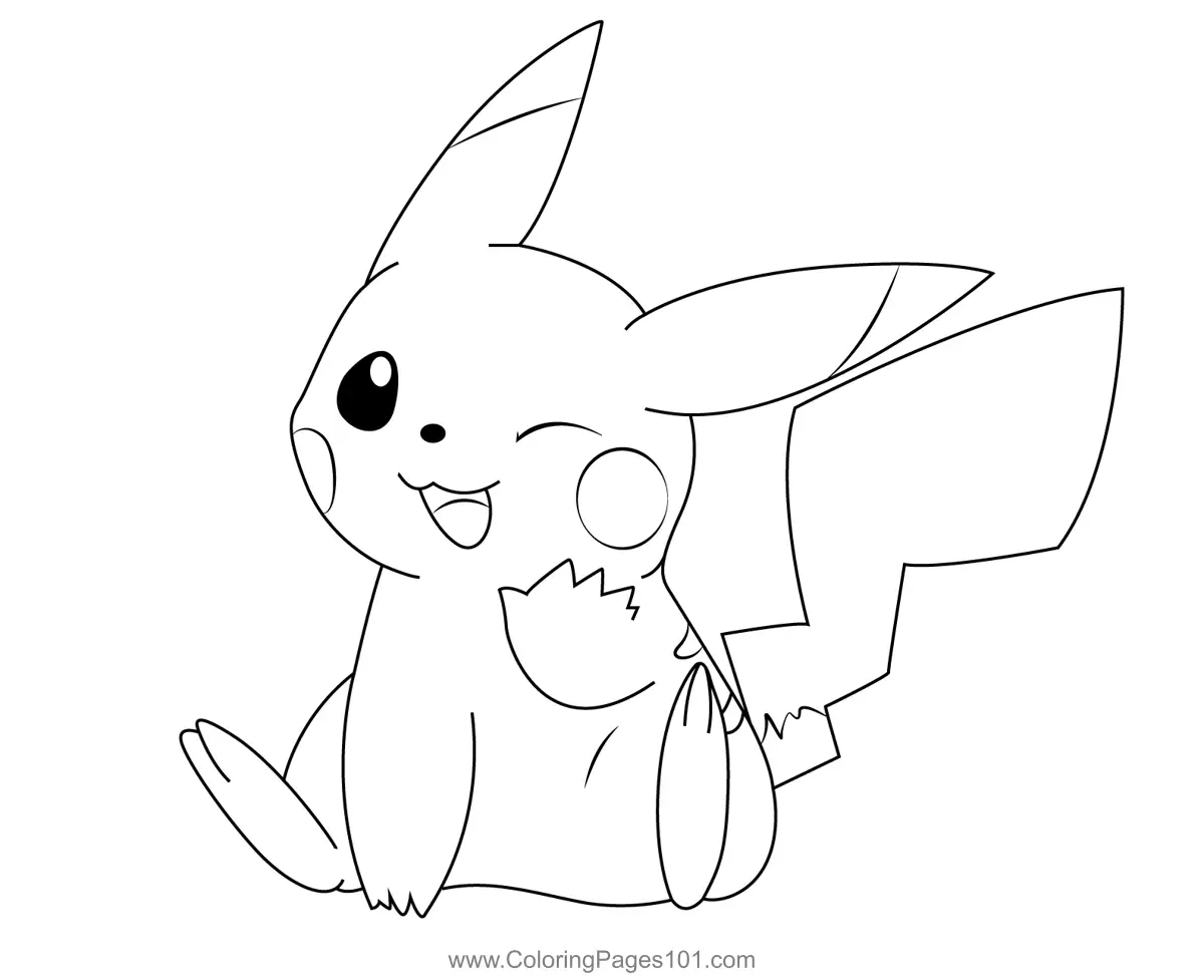 Funny Pikachu Coloring Page for Kids - Free Pikachu Printable Coloring ...