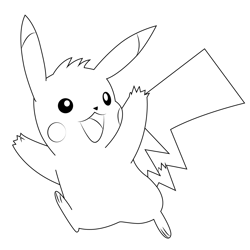 Happy Pikachu Free Coloring Page for Kids