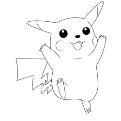 Happy Pink Pikachu Free Coloring Page for Kids