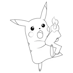 Pikachu With Burning Tail Free Coloring Page for Kids