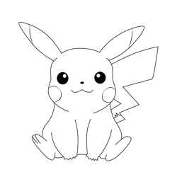 Sit Pikachu Free Coloring Page for Kids