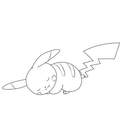 Sleeping Pikachu Free Coloring Page for Kids