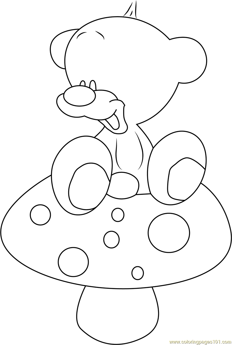 Pimboli Bear Sit on Mushroom