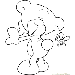 Pimboli Bear Look Back Free Coloring Page for Kids