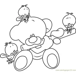 Pimboli Bear Playing Flute Free Coloring Page for Kids