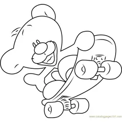 Pimboli Bear Skating Free Coloring Page for Kids