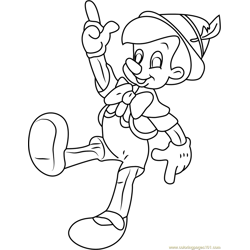 Happy Pinocchio Free Coloring Page for Kids