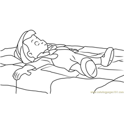Pinocchio Sleeping Free Coloring Page for Kids