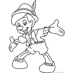 Pinocchio Smiling Free Coloring Page for Kids
