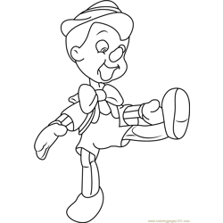 Pinocchio Walt Disney Characters Free Coloring Page for Kids
