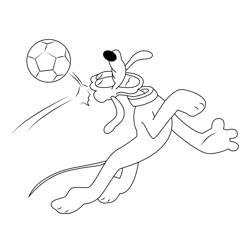 Pluto Playing A Football Free Coloring Page for Kids