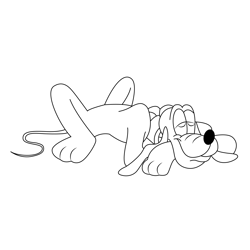 Pluto Sleeping Free Coloring Page for Kids