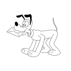 Pluto With Letter Free Coloring Page for Kids