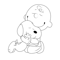 Hug Snoopy Free Coloring Page for Kids