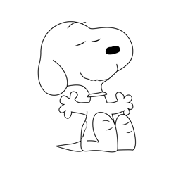 Sit Snoopy Dog Free Coloring Page for Kids