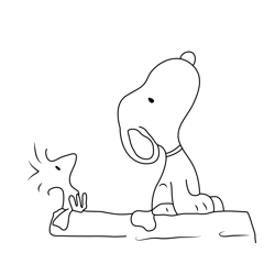 Snoopy And Woodstock Looking Up Free Coloring Page for Kids