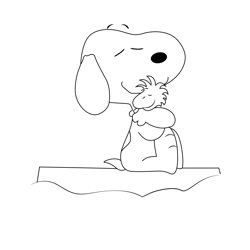 Snoopy Woodstock Hug Free Coloring Page for Kids