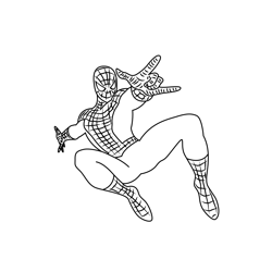 Spiderman Jumping Free Coloring Page for Kids