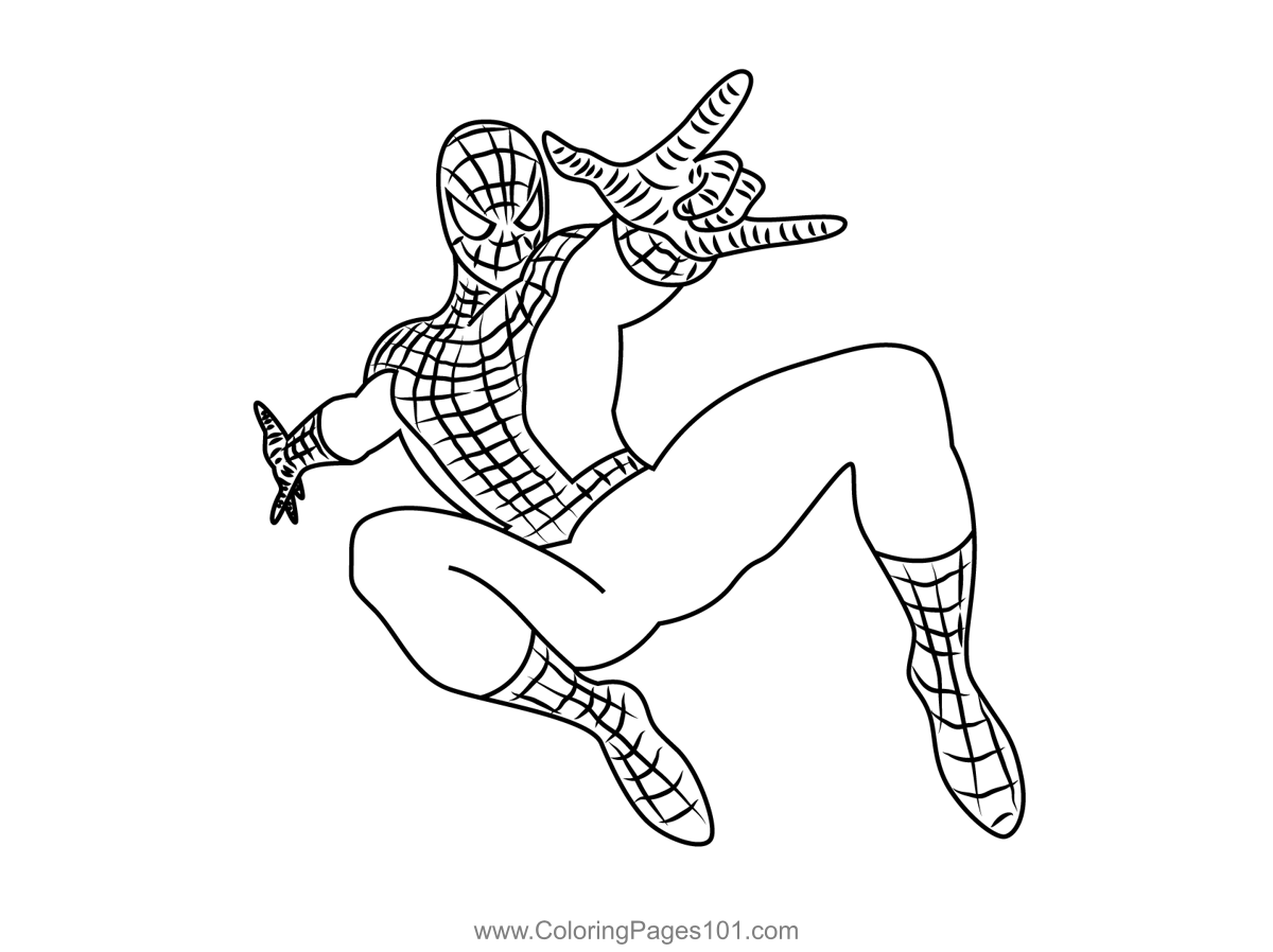 Spiderman Jumping Coloring Page for Kids - Free Spider-Man Printable  Coloring Pages Online for Kids  | Coloring Pages for  Kids
