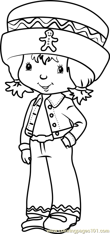 Cute Ginger Snap Coloring Page for Kids - Free Strawberry Shortcake