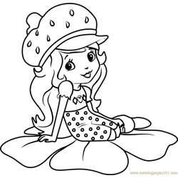 Strawberry Shortcake Sitting Free Coloring Page for Kids
