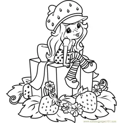 Strawberry Shortcake with Gifts Free Coloring Page for Kids