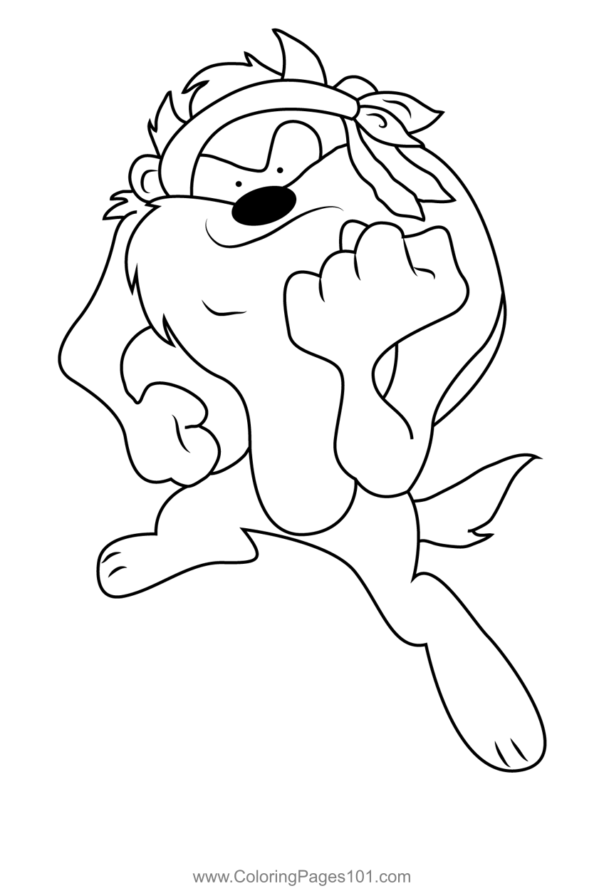 Crazy Tasmanian Devil Coloring Page for Kids - Free Tasmanian Devil