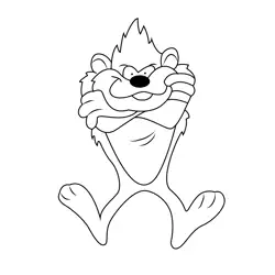 Tasmanian Devil Looking At You Free Coloring Page for Kids