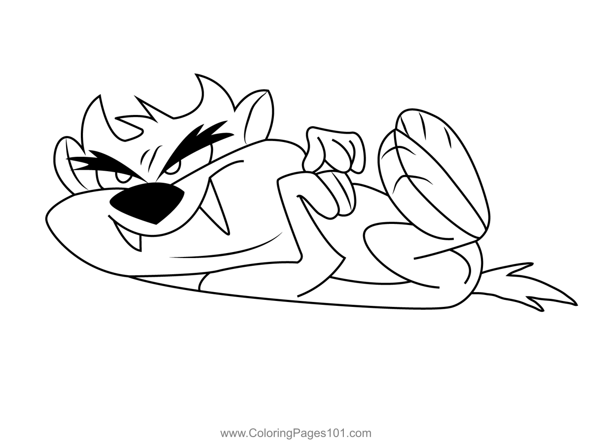 Tasmanian Devil Sleeping Coloring Page for Kids - Free Tasmanian Devil