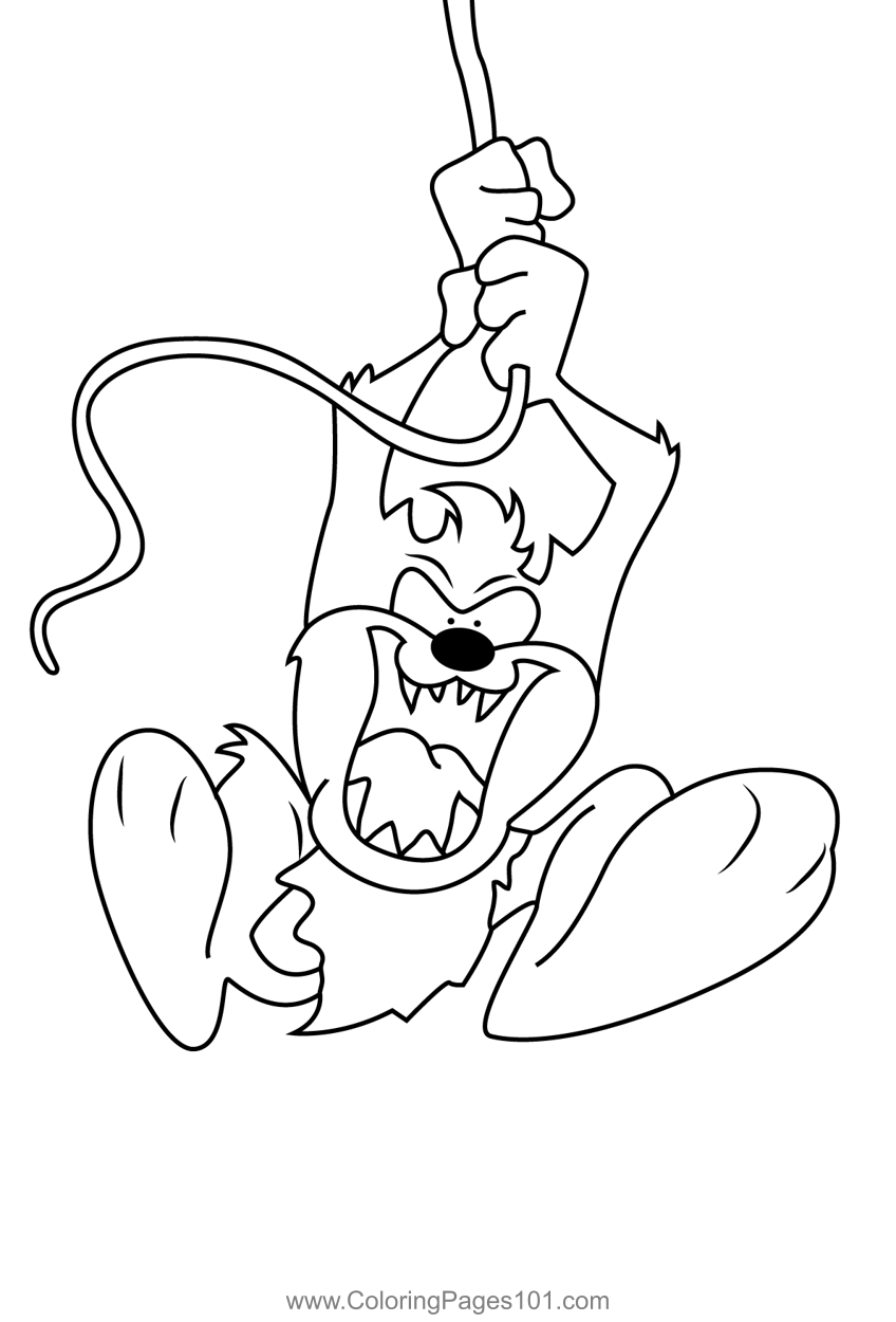 Tasmanian Devil Swinging Coloring Page for Kids - Free Tasmanian Devil