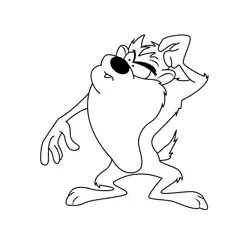 Taz Devil Thinking Free Coloring Page for Kids
