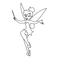 Happy Tinkerbell Free Coloring Page for Kids