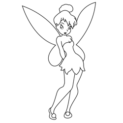 Lovely Tinkerbell Free Coloring Page for Kids
