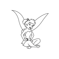 Tinkerbell Smiling Free Coloring Page for Kids