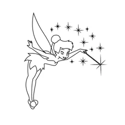 Tinkerbell With Magic Stick Free Coloring Page for Kids