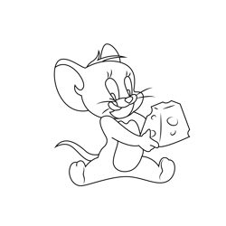 Jerry Eating Cheese Free Coloring Page for Kids