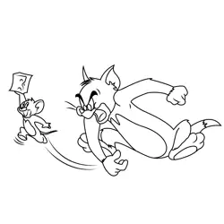 Tom And Jerry Playing Free Coloring Page for Kids