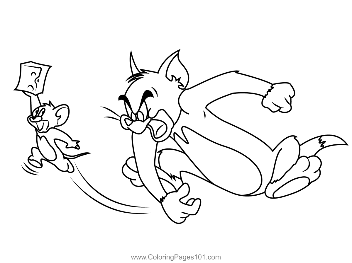 Tom And Jerry Playing Coloring Page for Kids - Free Tom and Jerry ...